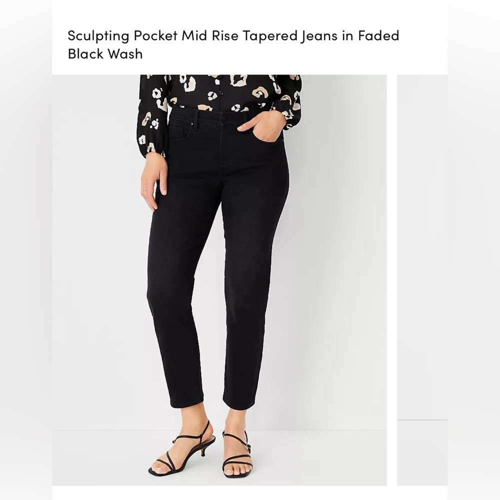 Ann Taylor Women's Petite Short Sculpted pocket mid rise black wash jean